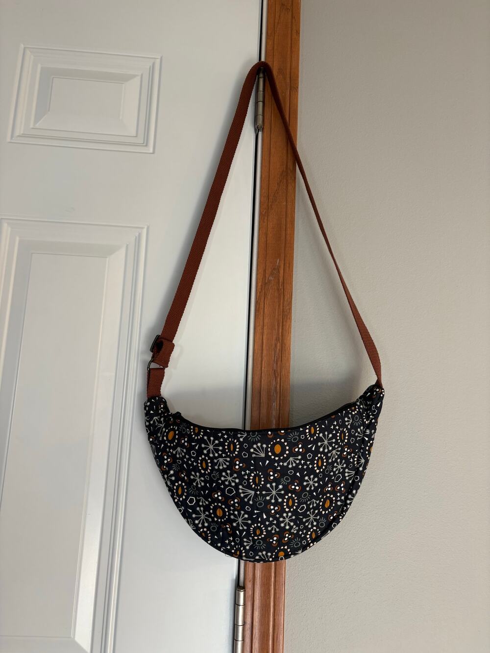 Floral Crescent Bag, crossbody, adjustable strap
